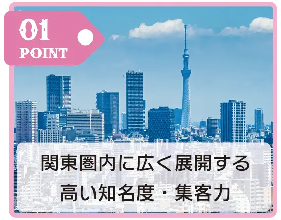 01 POINT 関東圏内に広く展開する高い知名度・集客力